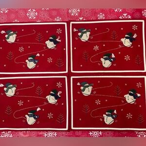 Set of 4 Christmas Red Snowman Playing Placemats
